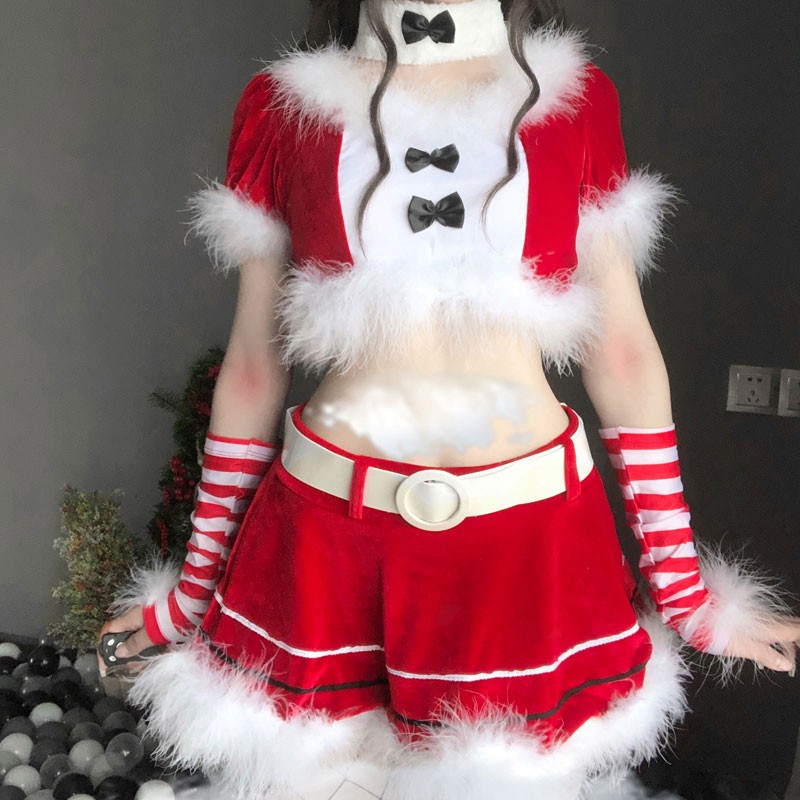 クリスマス　バニーサンタコスプレ　赤色　ツーセット