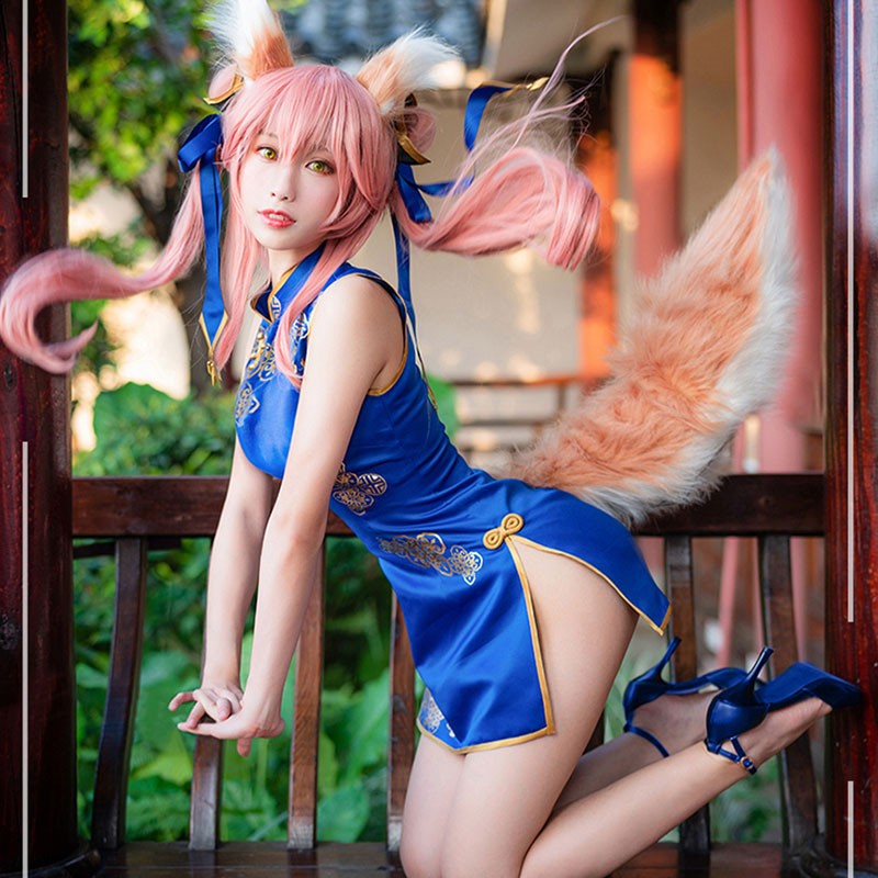 Fate Grand Orde　FGO 玉藻の前　チャイナ服　青色　コスプレ衣装