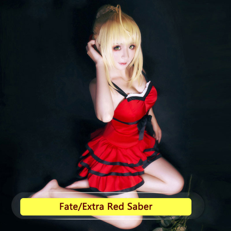 Fate/Grand Order (FGO)　「真紅の現代衣装」　赤セイバー　ネロ　ワンピース　コスプレ衣装　スカート　