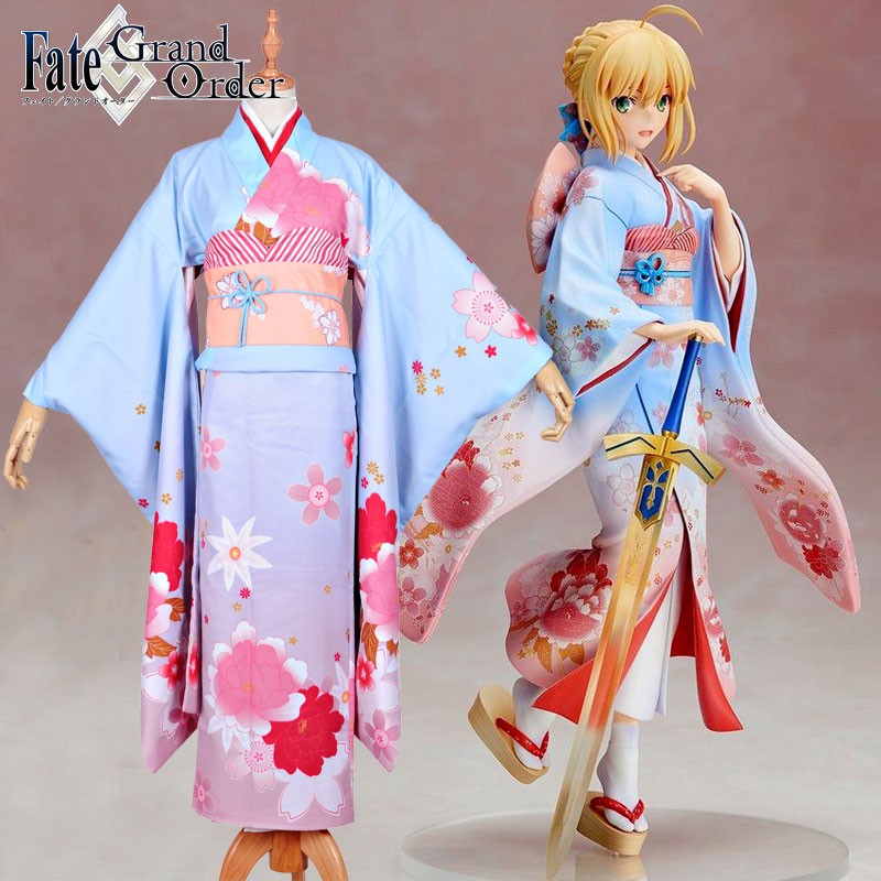 FGO　Saber　コスチューム　和服　浴衣　サテン　セット