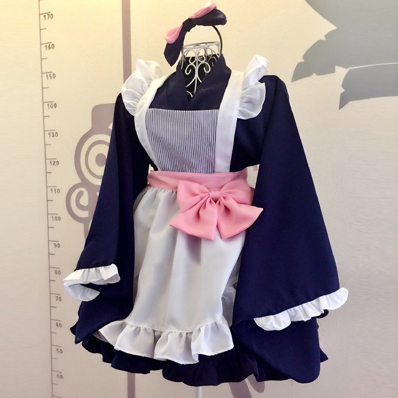 ２０１７新品　豪華　メイド服　５点セット　和風メイド服　