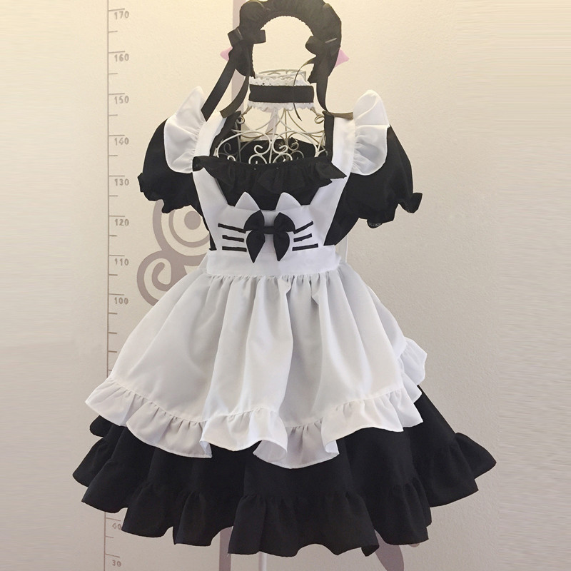 ２０１７新品　猫耳　メイド服　黒白　クラッシク風メイド服