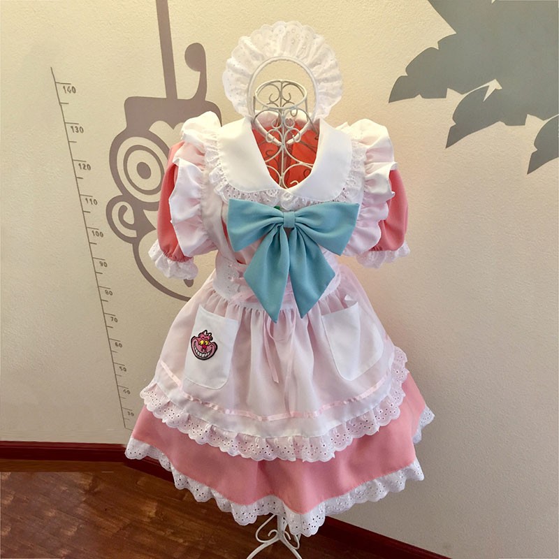 メイド服　薄いピンク　荷葉フリル　スカート　コスプレ衣装　Lolita　アリス?イン?ワンダーランド