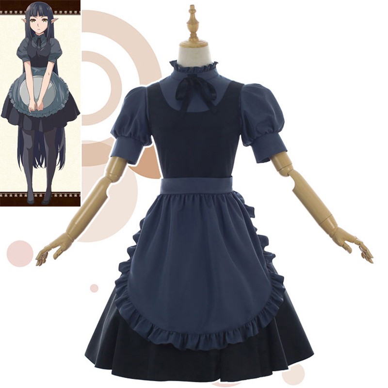 異世界食堂　メイド服　黒　くろ　コスプレ衣装　コスチューム 耳付き