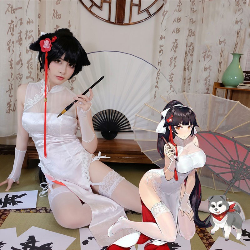 コスプレ衣装　アズールレーン　高雄　獒　チャイナドレス　白　レース　 アニメ コスチューム Cosplay