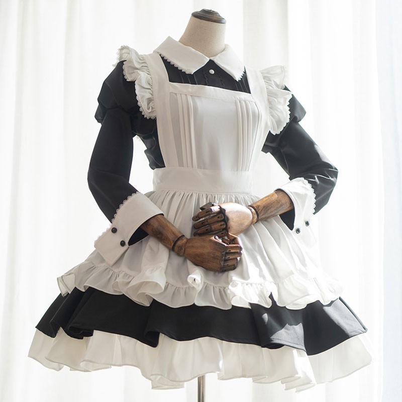 黒白クラシック色　メイド服　オーダーサイズ可　喫茶店服