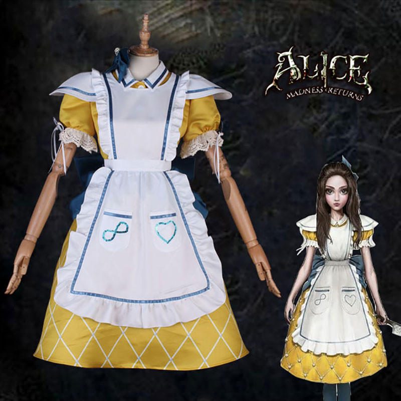 Alice:Asylum エリス　メイド服　黄色　髑髏おまけ　格子縞　サテン　コスチューム　
