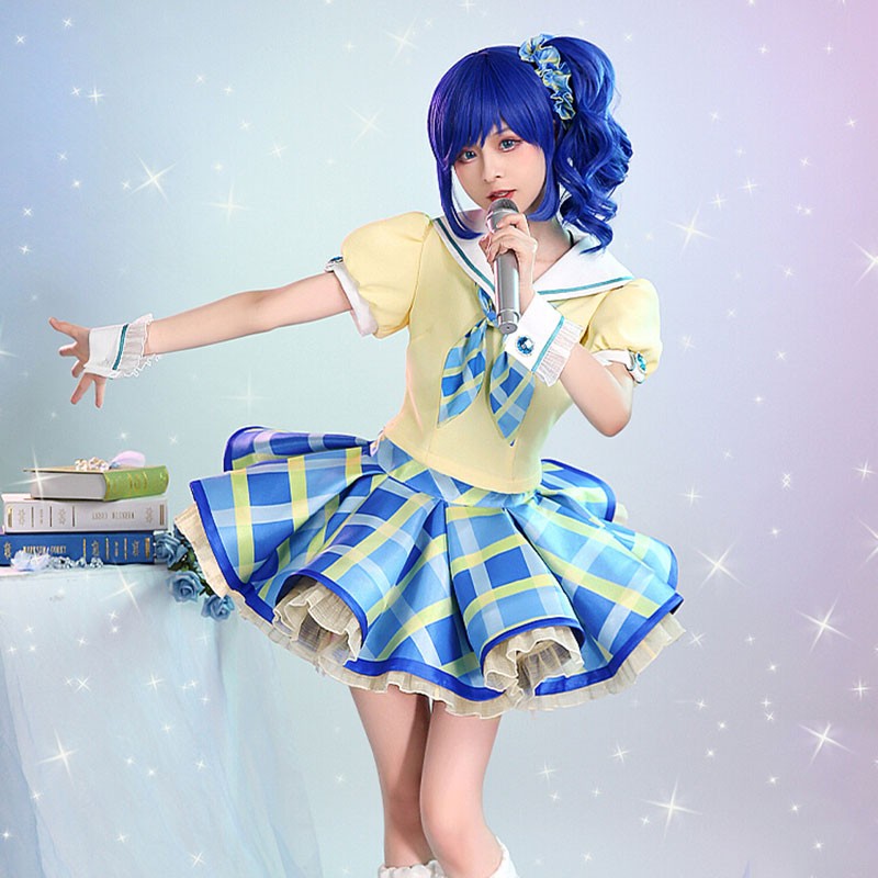 アイカツ！シリーズ　Aikatsu! Series　霧矢葵　イエロー　ブルー　チェックスカート　甘い風　かわいい　コスプレ