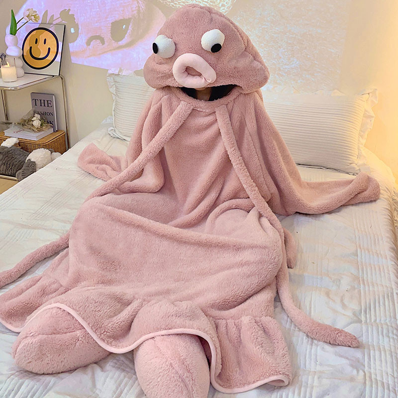 キャラクターパジャマ　クラゲ　ルームウエアー　秋冬　カワイイ風　ピンク　着る毛布