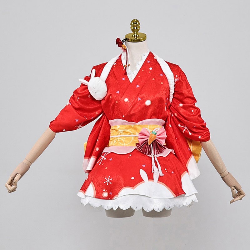 ホロライブ　兎田ぺこら　コスプレ衣装　正月衣装　かわいい　和風　衣装セット　赤色