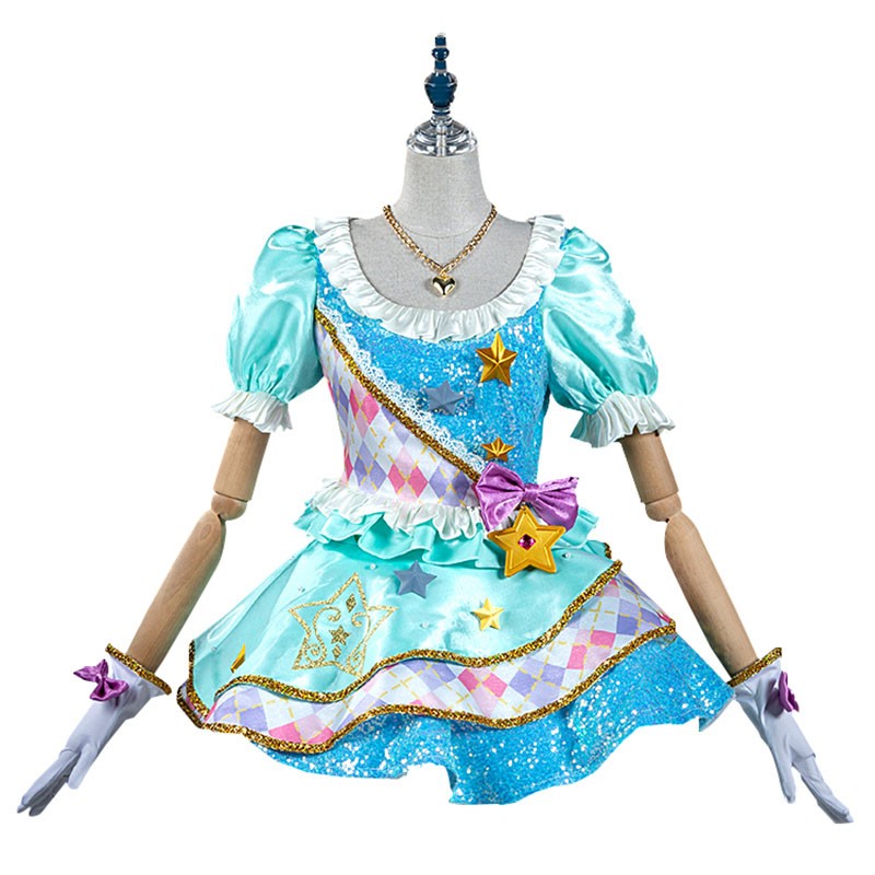 アイカツスターズ! 　白鳥ひめ　コスプレ衣装　アイドル風　水色　演出　仮装　舞台衣装