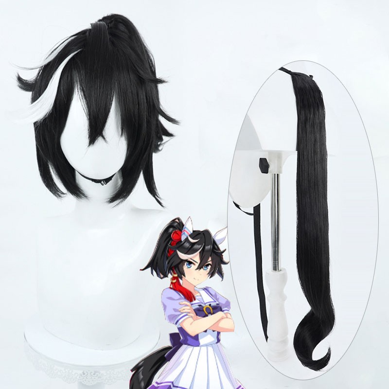 ウマ娘 プリティーダービー カツラギエース コスプレかつら 撮影 かっこいい 白黒