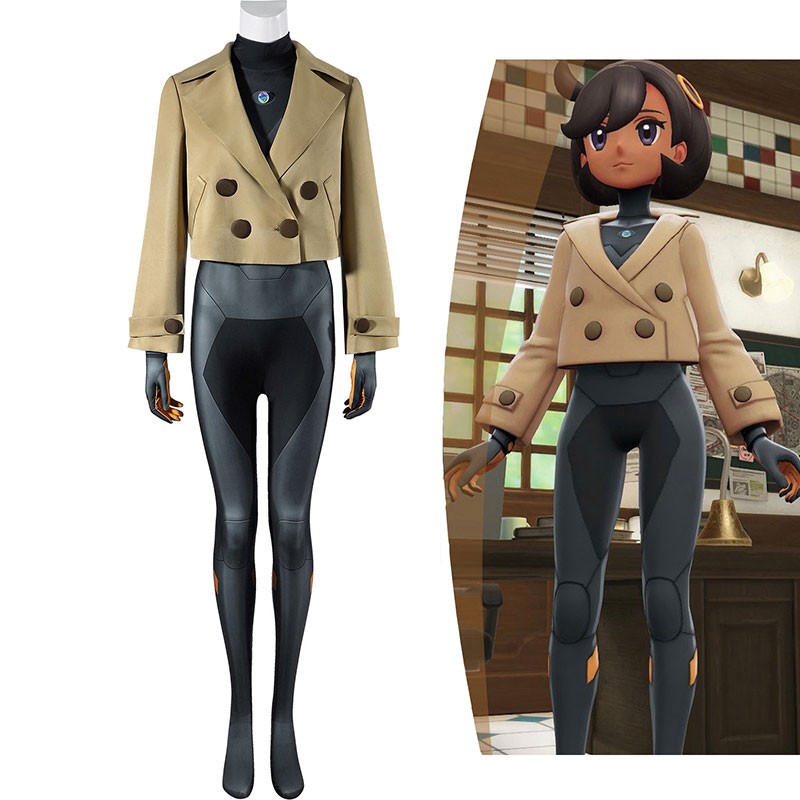 Pokémon LEGENDS Z-A マチエール まちえーる コスプレ衣装 黒いボディスーツ 短いコート