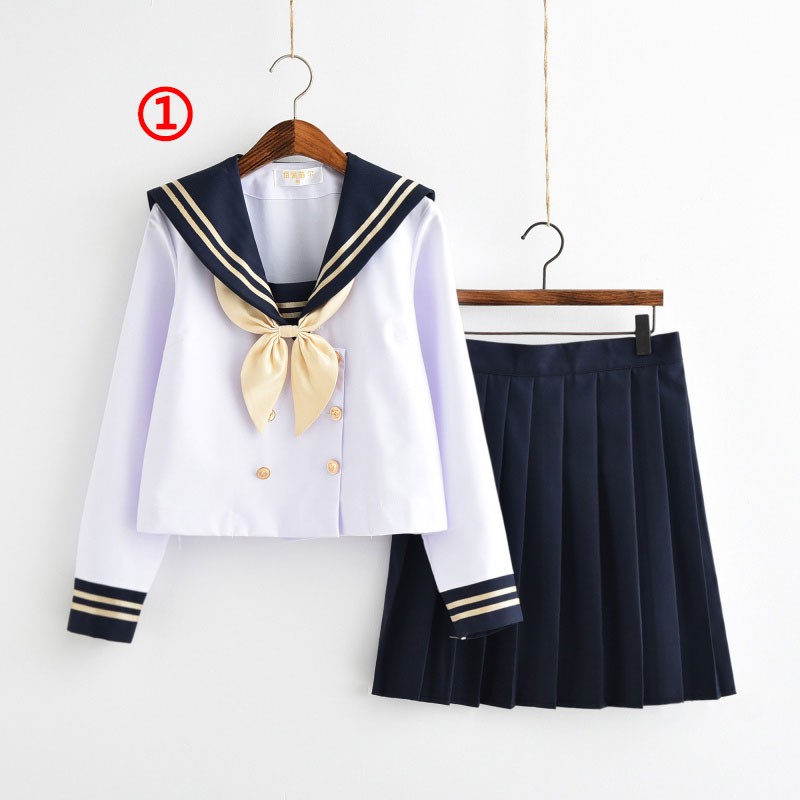 制服　セーラー服(2本線の襟　ネイビー)　jk　コスプレ衣装　日常風　 高校生 学生 中学 女子校生 通学 学校 スクール 学生服