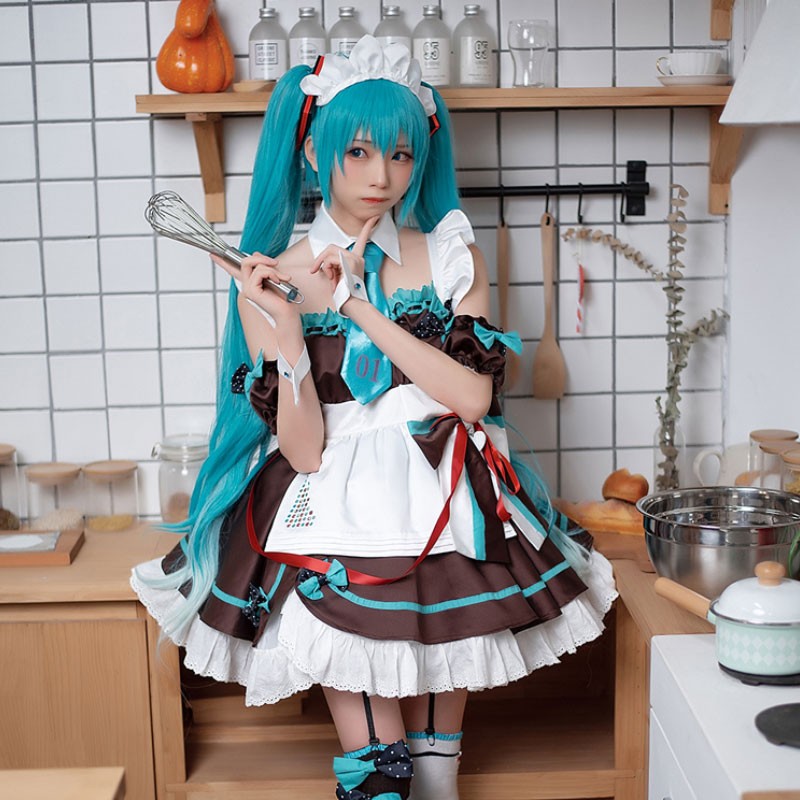 初音ミク  miku　チョコレート 喫茶店 メイド服