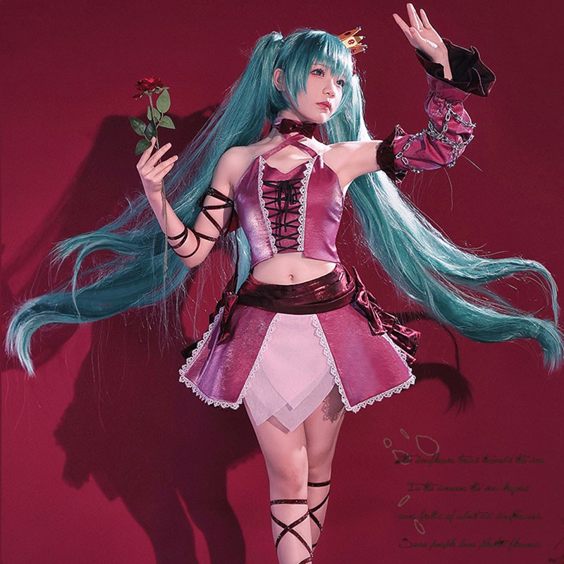 初音ミク シンデレラ ワインドレス ワインレッド コスチューム　コスプレ　エレガント　豪華