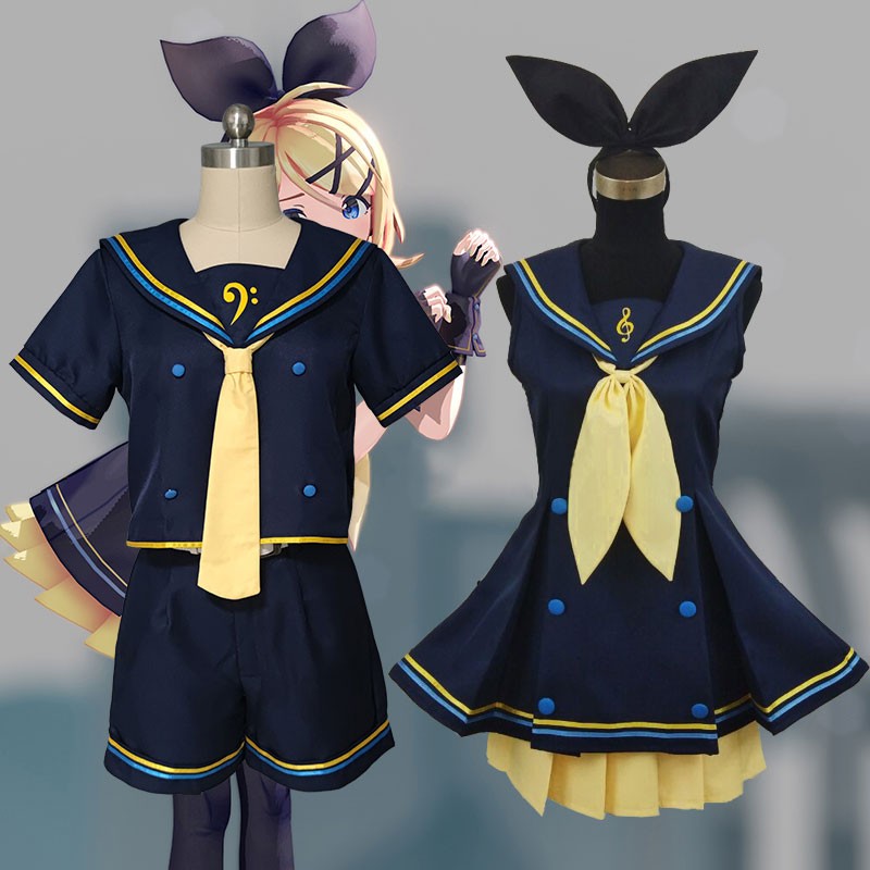 VOCALOID（ボーカロイド）　鏡音リン Rin  鏡音レン Ren  双子 セーラー服   コスプレ衣装　コスチューム　可愛い