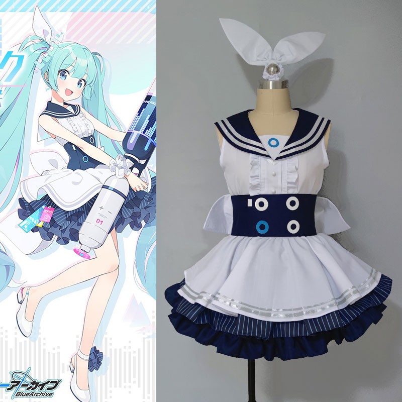 ブルーアーカイブ　 -Blue Archive-　初音ミク　コスプレ衣装　セーラー服　制服　女装　袖無し　かわいい