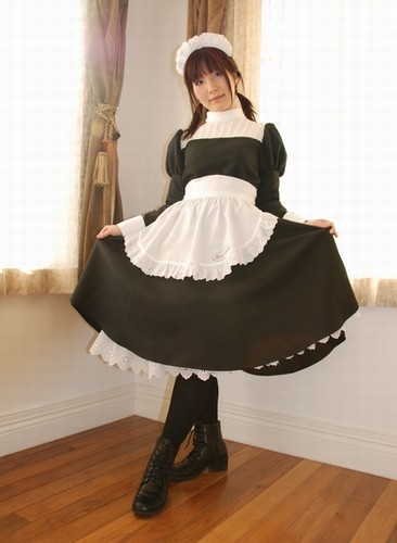 ロールカラーの胸ヨークメイドワンピ衣装   制服　コスチューム　コスプレ衣装