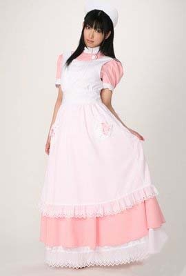ロング ピンク メイド服 ナースさんスタイル コスプレ コスチューム