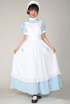ナースさんスタイル ブルーメイド服 ロング コスプレ衣装