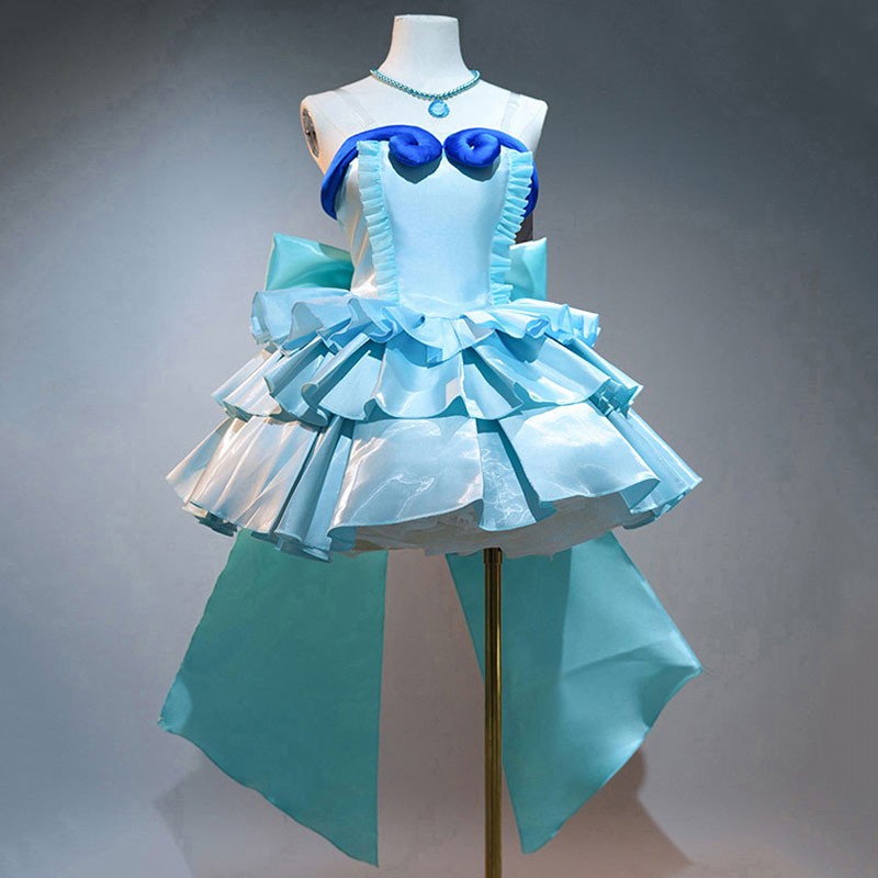 マーメイドメロディーぴちぴちピッチ 宝生波音 ほうしょうはのん 変身アイドル衣装 コスプレ衣装 肩を出しンドレス