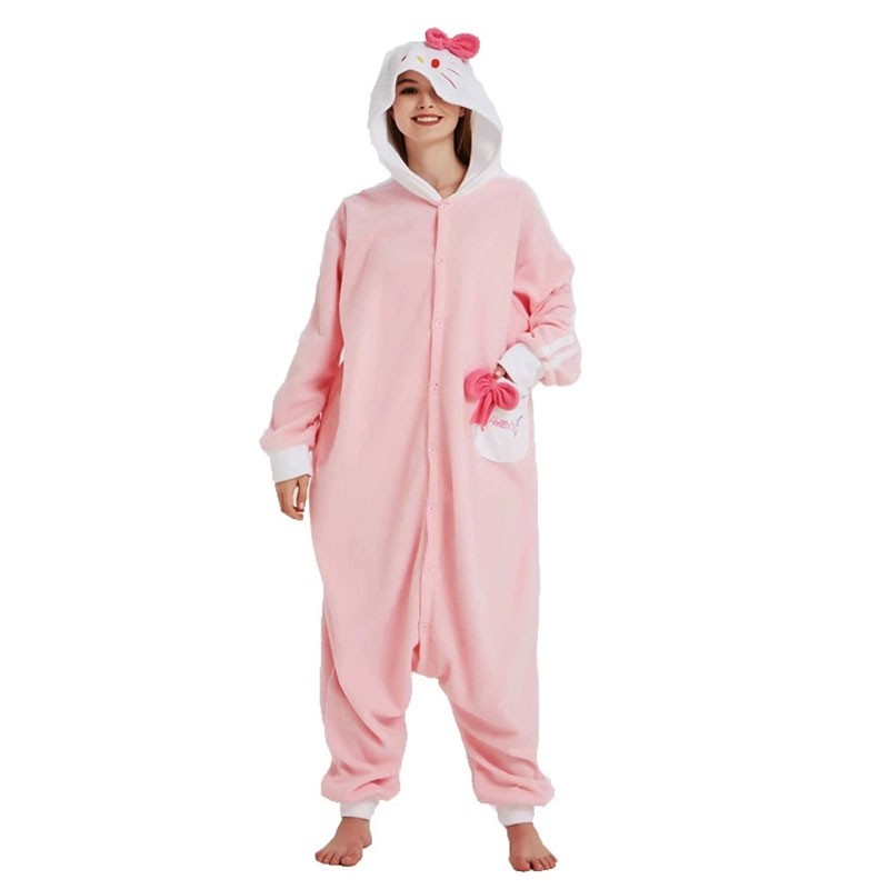 ピンク ハローキティ Hello Kitty 着ぐるみ パジャマ(部屋着) コスプレ衣装 コスチューム
