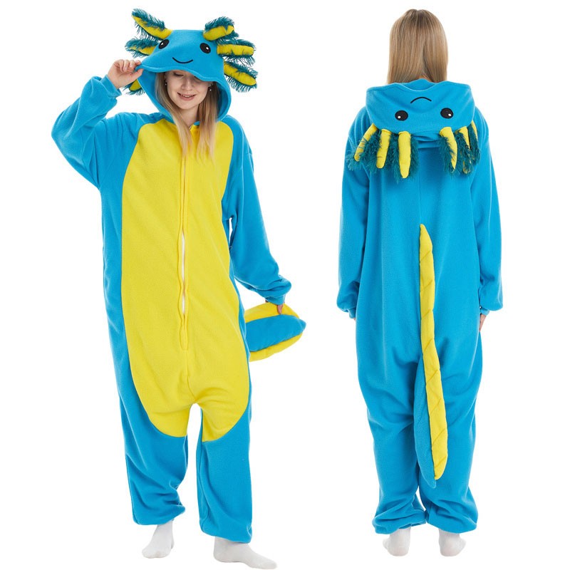 ブルーサラマンダー 着ぐるみ パジャマ フリーサイズ 大人用 動物 アニマル ハロウィン ファンシー
