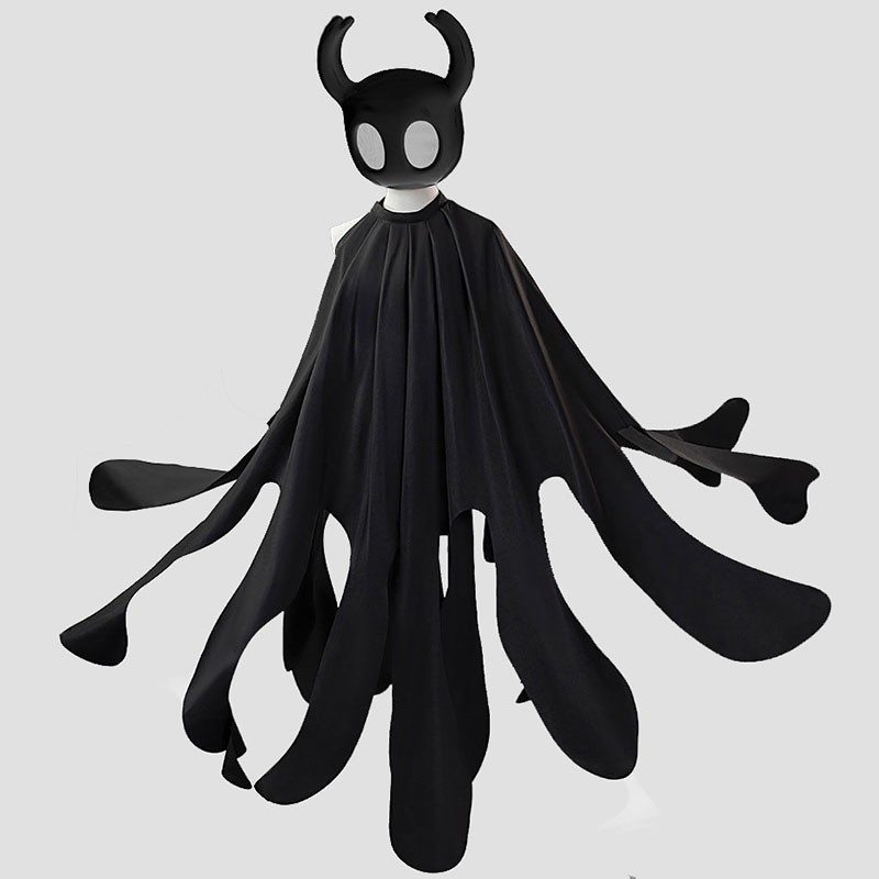 HollowKnight ホロウナイトの主人公 放浪者 (The Knight) コスプレ衣装コスチューム 紺色マント 黒いマントト 仮面 マスク