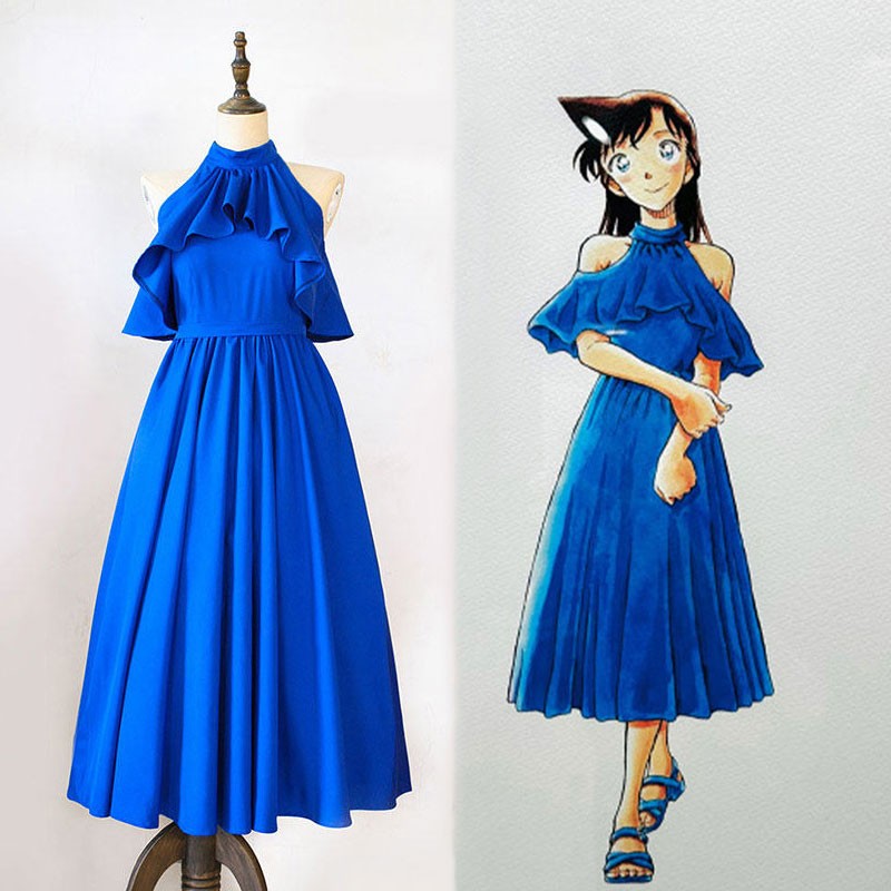 名探偵コナン 毛利蘭ドレス モーリ ラン コスプレ衣装 コスチューム 肩出しのワンピース