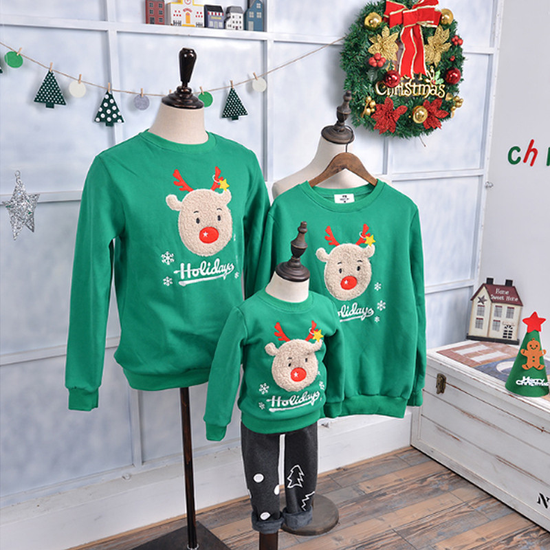 ２０１６新品　クリスマスカーバ　親子服　２色選択可能　クリスマス鹿柄　家族全員カーバ