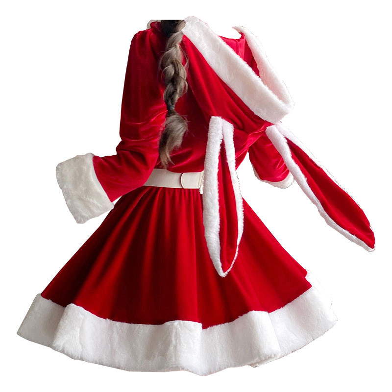 女性用　赤色　悪魔　サンタ服　大きサイズ可　ロング袖　クリスマス　パーティー　イベント　ワンピース