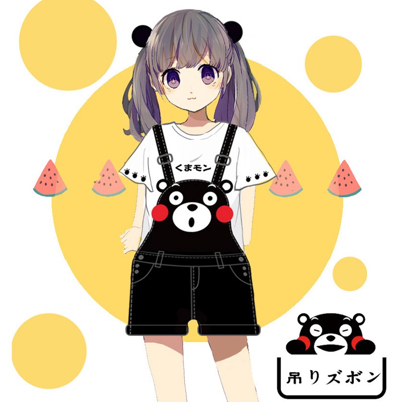 既製品！くまモン kumamon　吊りズボン＋Ｔシャツ　セット　コスプレ衣装