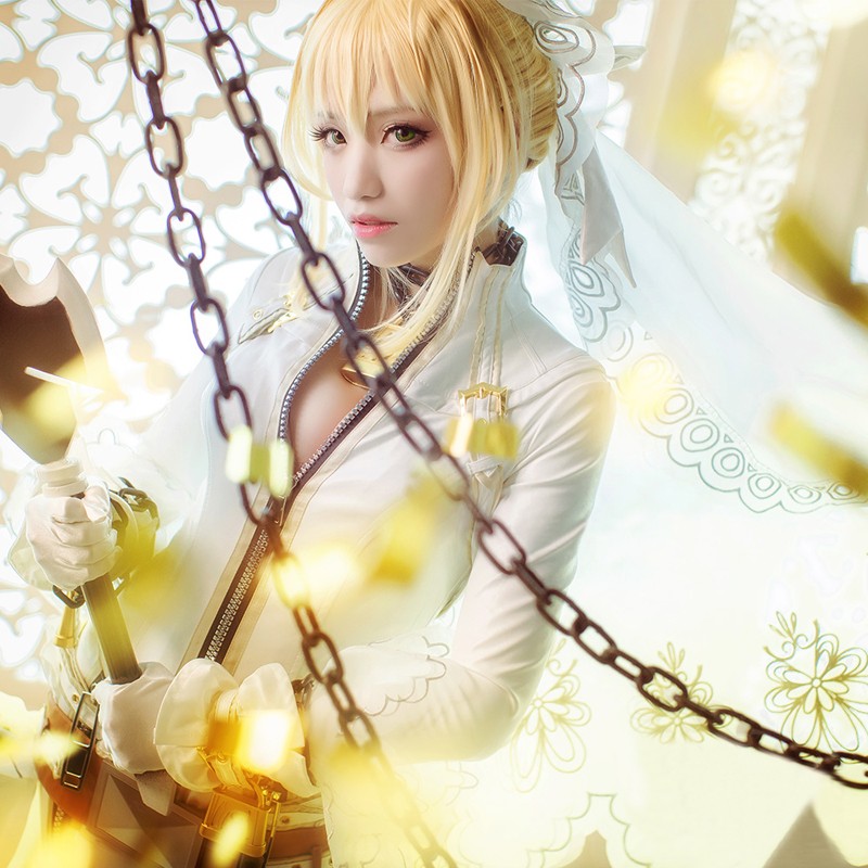 Fate/EXTRA?Saber?フェイト?セイバー?花嫁　コスプレ衣装　ウェディングドレス