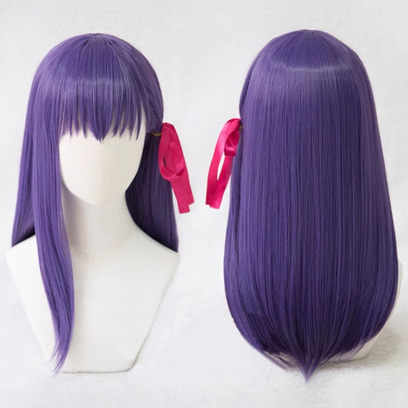 Fate/stay night　間桐桜　コスプレウイッグ　ミディアムヘア　ストレートヘア　紫髪　かつら