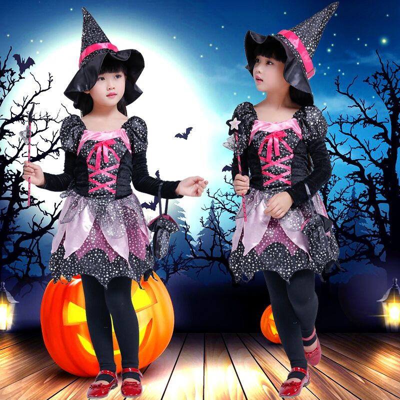 ハロウィン　子供　巫女服　仮装イベント　魔法巫女コスプレ衣装