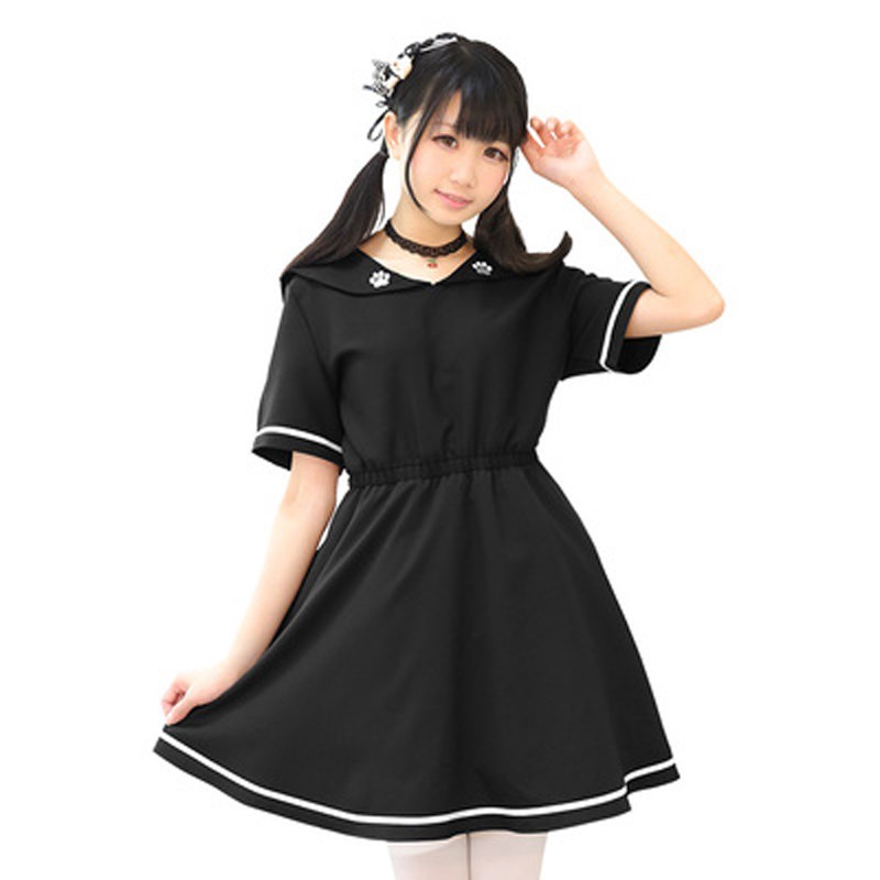ねこランジェリー セクシーセーラー服　ワンピース　クラッシック黒