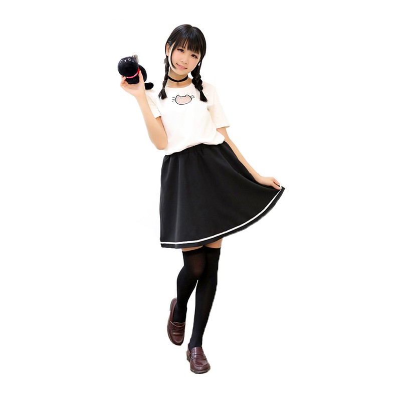 ねこランジェリー セクシー白猫キュートシャツ +可愛いクラッシッJK制服用スカートランジェリー コスチューム