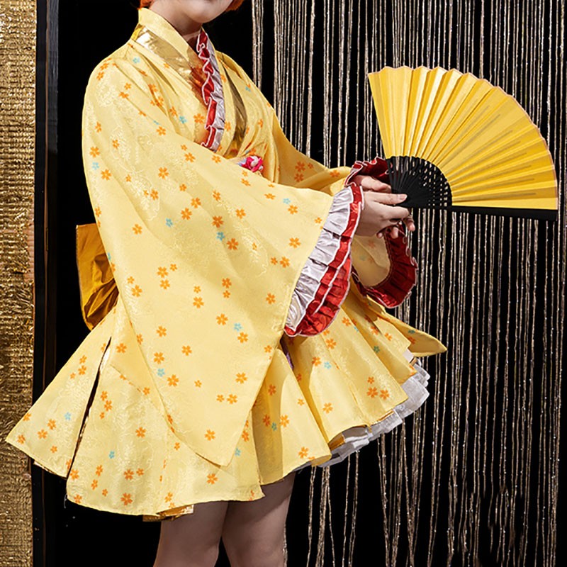 ラブライブ!　星空凛　コスプレ衣装　μ's　輝夜の城で踊りたい　仮装　黄色　和風　ミニスカート