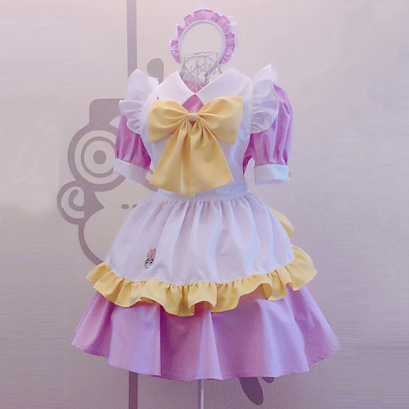 メイド服　可愛い　荷葉フリル　４点セット　スカート　コスプレ衣装