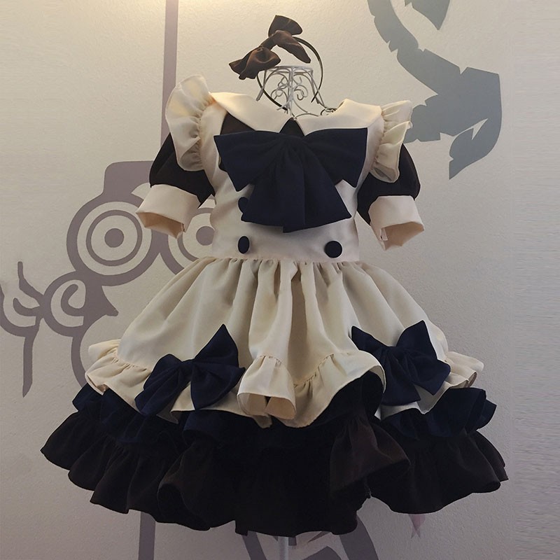 メイド服　コーヒー　荷葉フリル　4点セット　スカート　コスプレ衣装　Lolita