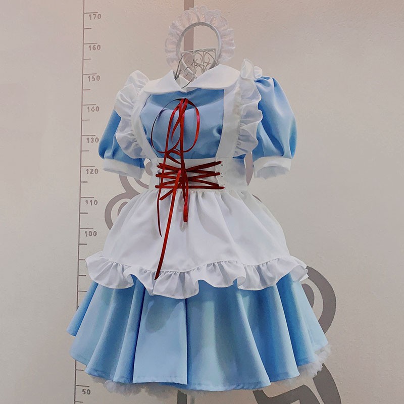 アリス風メイド服　ブルー３点セット　