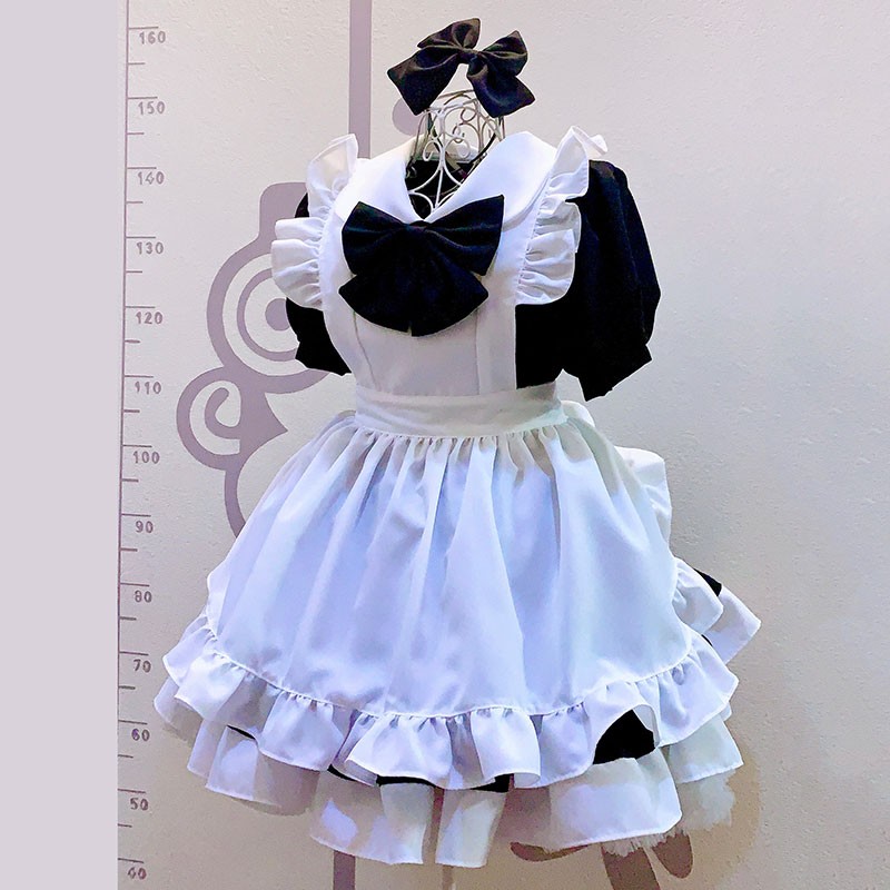 大人気　黒白メイド服　白フリル　喫茶店　洋食店専用　ワンピース