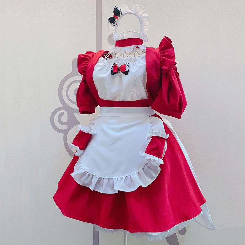 大人気　クリスマス風メイド服　赤色　可愛いリボン