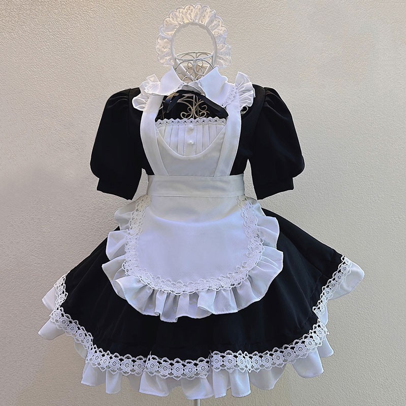 メイド服 撮影 かわいい オーダーメイド コスチューム コスプレ衣装 大きなリボン 白黒