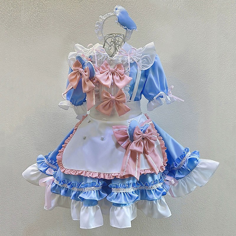 メイド服 オーダーメイド お姫様 コスプレ衣装 ブルーピンクホワイト 超萌え コスチューム