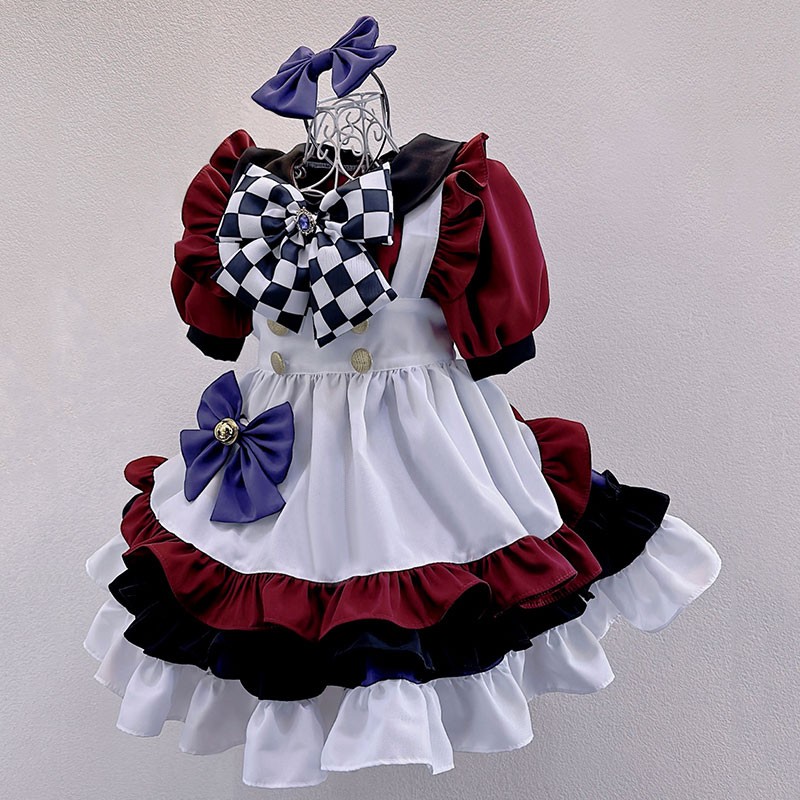 メイド服 コスプレ衣装 ブルゴーニュ レッド コスチューム 華麗 プリンセス 変装 オーダーメイド