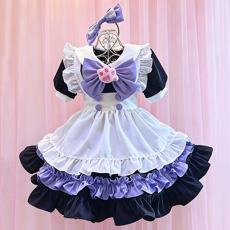 メイド 服 ゴスロリ 萌え コスプレ衣装 肉球 猫手の胸元飾り レディース コスチューム イベント
