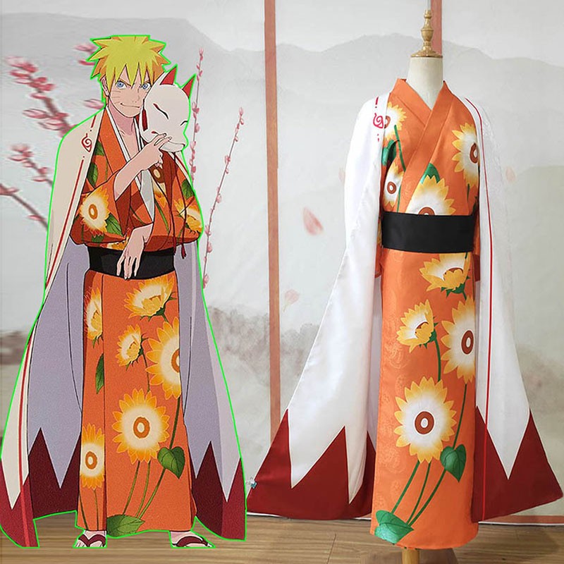 NARUTO　うずまきナルト　コスプレ衣装　着物　オレンジ色　和装　花柄　撮影