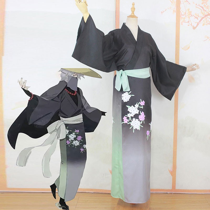 NARUTO はたけカカシ 男装コスプレ  かわいい きもの 黒い色 オーダーメイド テールプリント